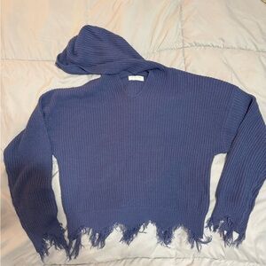 Fringed Blue Sweater